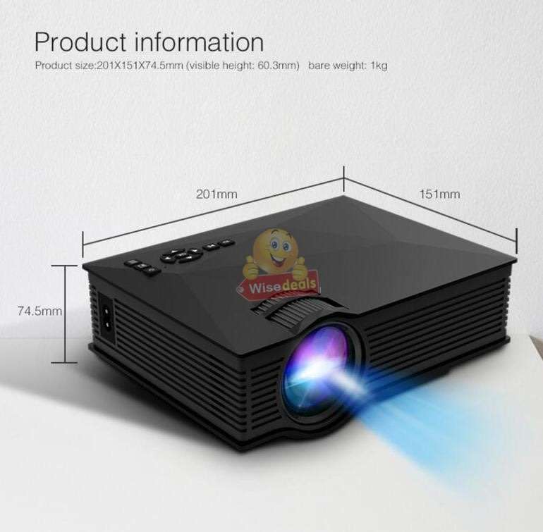 LED WIFI Projector, 1800 Lumens, 1080P Display, Support USB, SD, VGA, HDMI, AV, IR