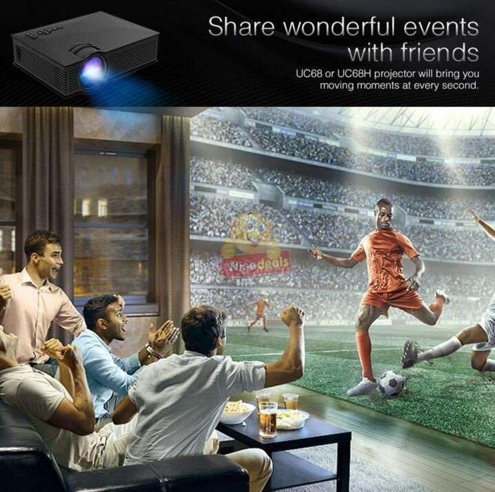 LED WIFI Projector, 1800 Lumens, 1080P Display, Support USB, SD, VGA, HDMI, AV, IR
