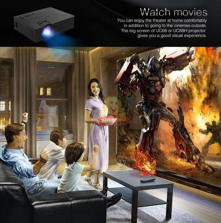LED WIFI Projector, 1800 Lumens, 1080P Display, Support USB, SD, VGA, HDMI, AV, IR