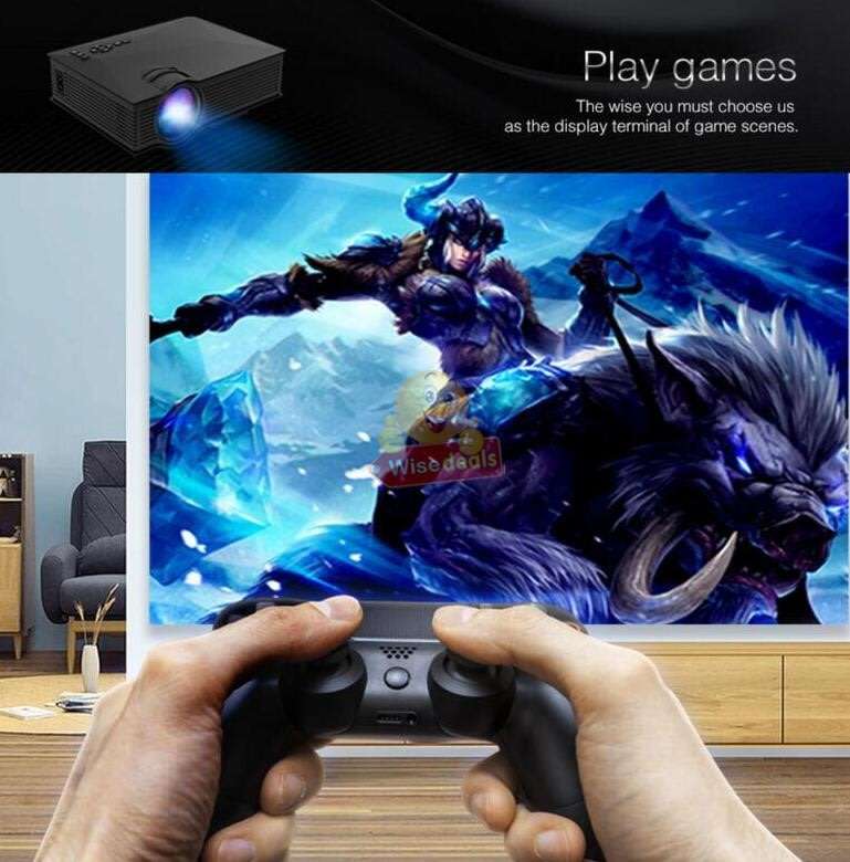LED WIFI Projector, 1800 Lumens, 1080P Display, Support USB, SD, VGA, HDMI, AV, IR