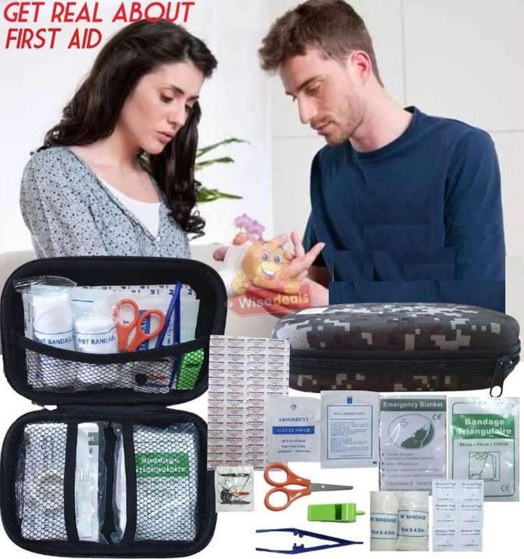 Hard Shell First Aid Kit with Easy Zipper Access, Light weight and perfect for Home use or Outdoors