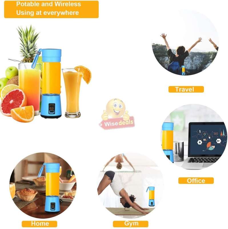 Portable Size Rechargeable USB Electric Fruit Juicer, Smoothie Maker & Blender
