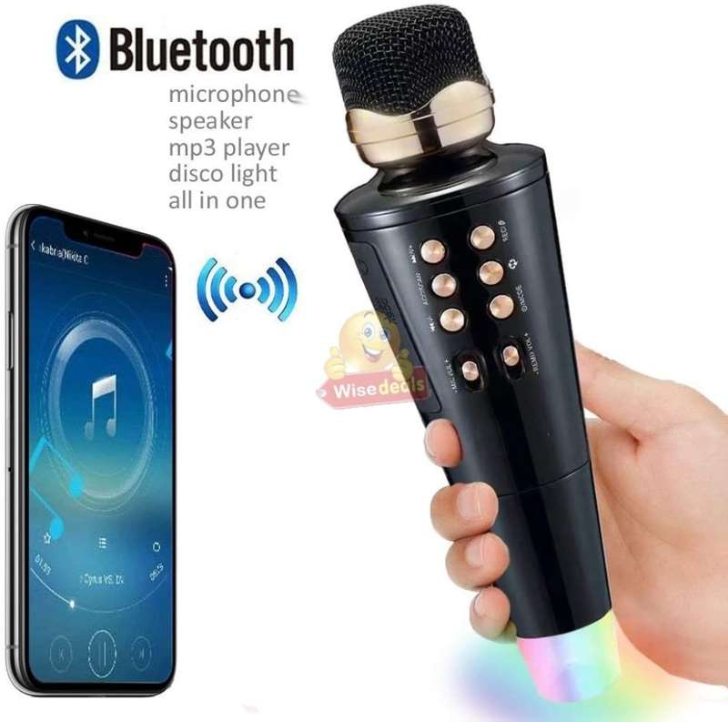 Wireless Bluetooth Microphone & Speaker, Support Headphone, Aux, SD Card, USB & FM Radio