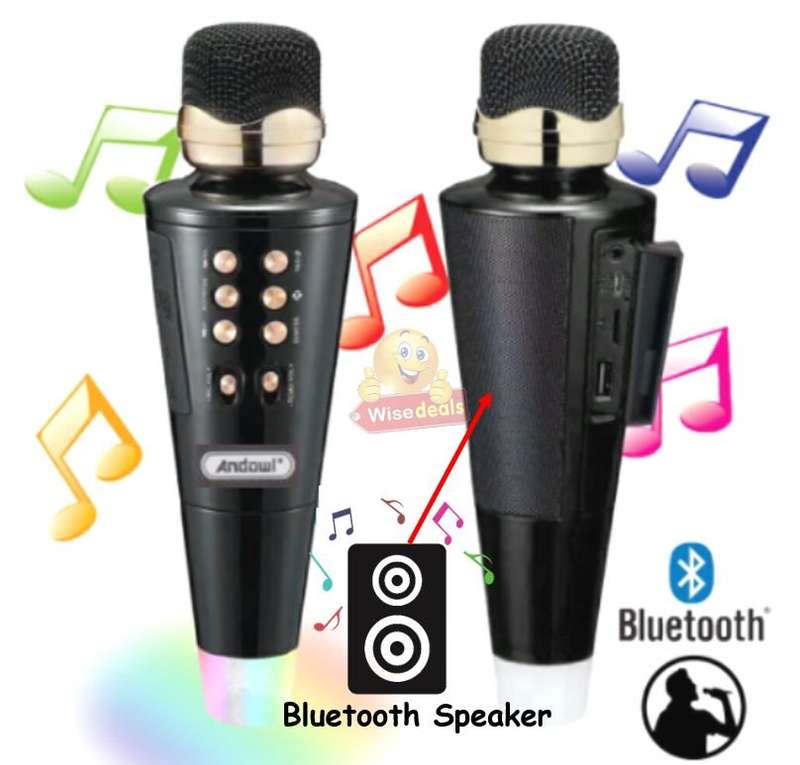 Wireless Bluetooth Microphone & Speaker, Support Headphone, Aux, SD Card, USB & FM Radio