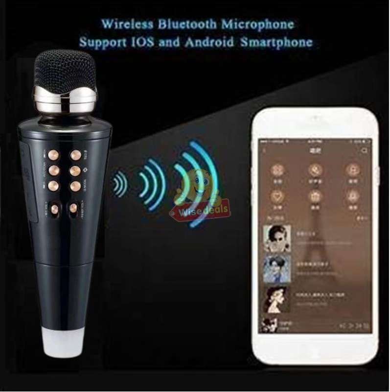 Wireless Bluetooth Microphone & Speaker, Support Headphone, Aux, SD Card, USB & FM Radio