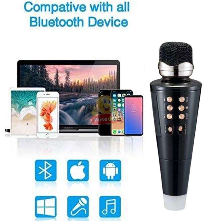 Wireless Bluetooth Microphone & Speaker, Support Headphone, Aux, SD Card, USB & FM Radio