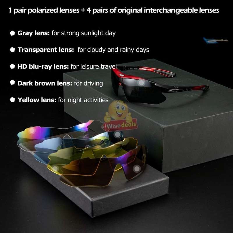 10 Piece Polarized UV400 Sport Sunglasses with 5 changeable Lenses