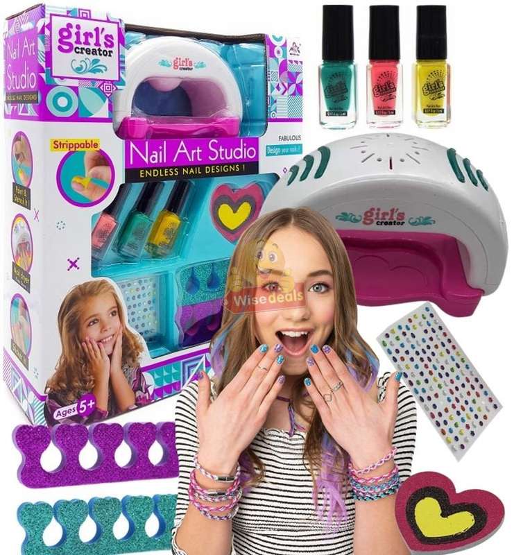 This Amazing Nail Set Comes Complete with Dryer with light, Nail Polish, Nail Gems, Separators etc.