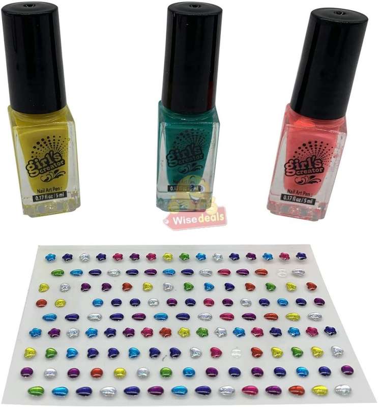This Amazing Nail Set Comes Complete with Dryer with light, Nail Polish, Nail Gems, Separators etc.