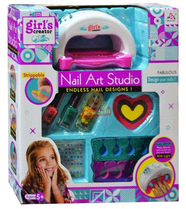 This Amazing Nail Set Comes Complete with Dryer with light, Nail Polish, Nail Gems, Separators etc.
