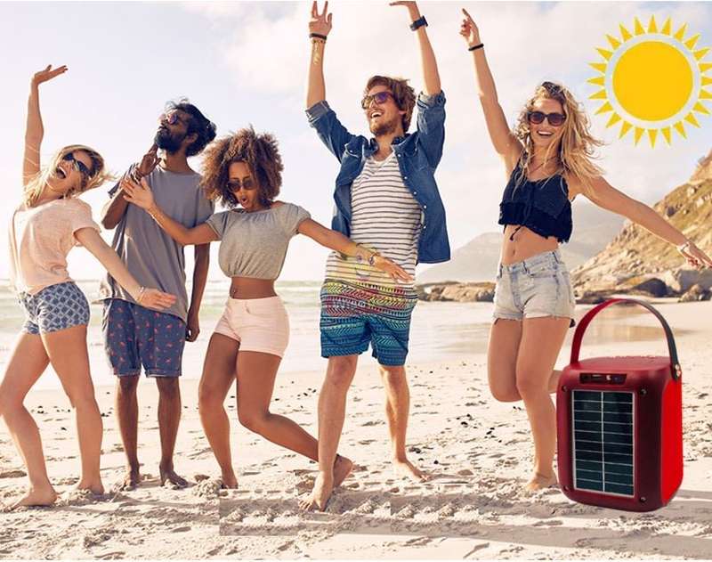 Wireless Bluetooth SOLAR Speaker with FM Radio and Build-In Mic, Support SD Card, USB, AUX