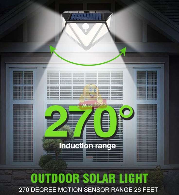 Super Bright 166 LED Solar Motion Wall Light with 3 Mode Settings, 1200LM, Waterproof etc.