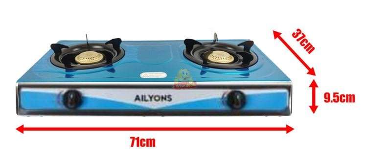 Large Stainless Steel Double Burner Gas Stove with Regulator & Hose Perfect for every day use