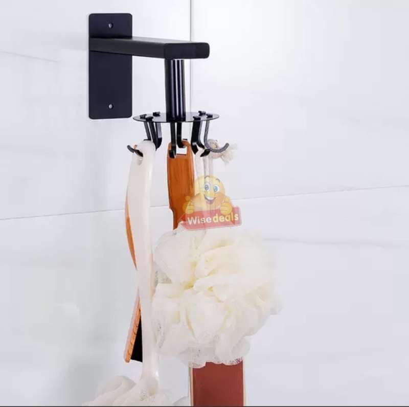 360° Rotating Aluminum Wall Mounted Hanging 8 Hook Set, Great Organizer and Space Saver