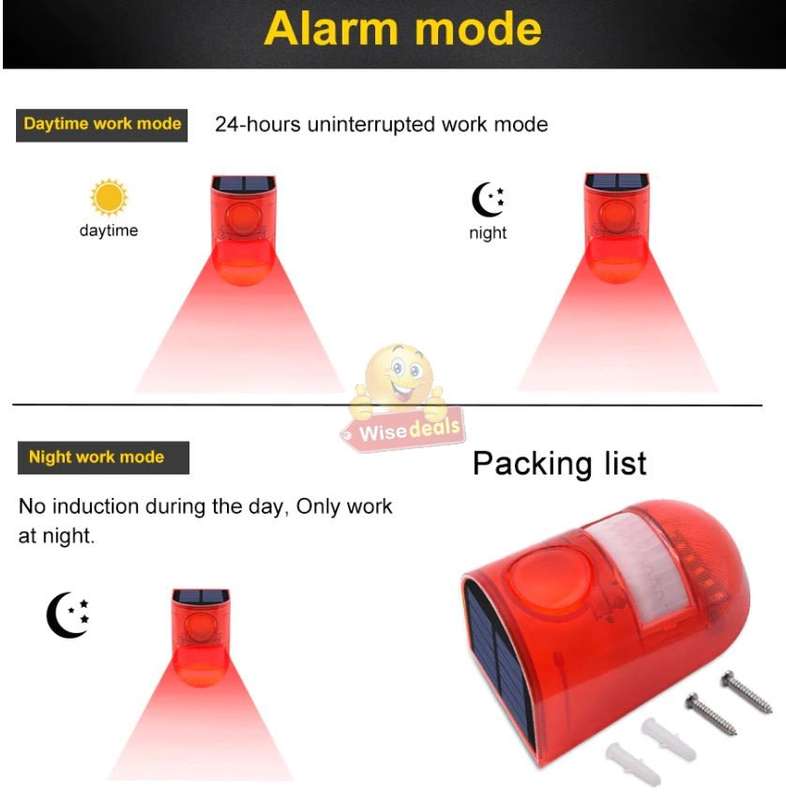 Waterproof Motion Sensor LED SOLAR LIGHT & ALARM- Your all-in-one Security Necessity PLUS USB Backup