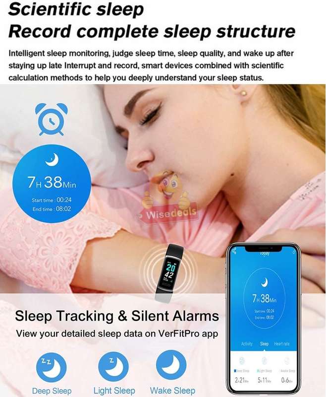 Bluetooth Fitness Watch - Monitor Heart Rate, Blood Pressure, Blood Oxygen, Sport, Calorie, Distance
