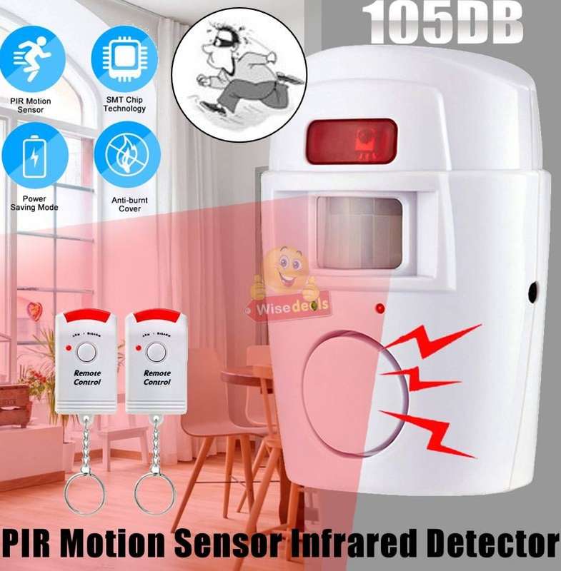 Wireless PIR Motion Sensor Alarm With 2 Remotes and Mount Bracket, Secure your Home