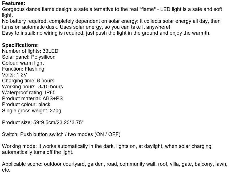 Solar Flame Like, flicker like real flames, Charge with Sunlight, Automatically switch on at Night