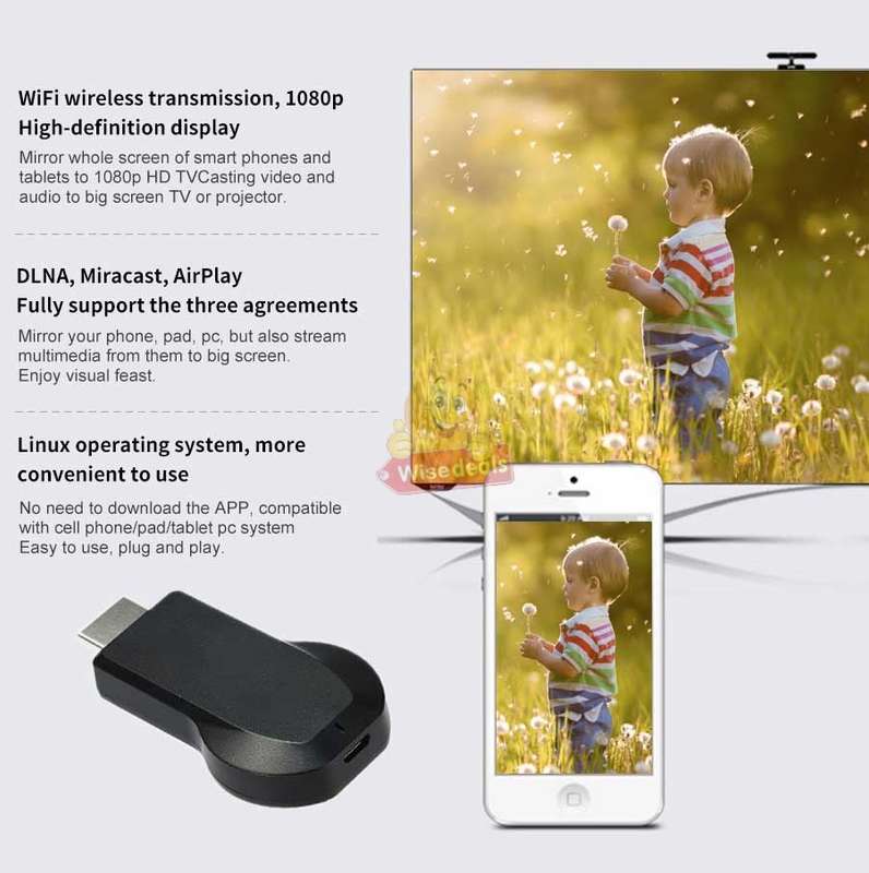 HDMI Streaming WIFI Receiver  See all the contents of your phone on Big Screen, Movies, Play Games