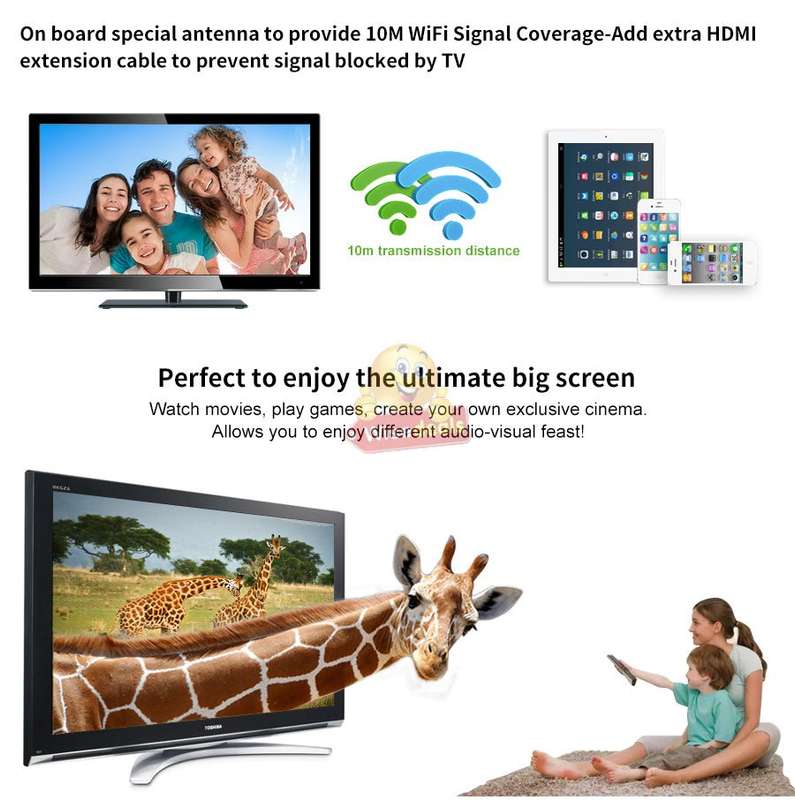 HDMI Streaming WIFI Receiver  See all the contents of your phone on Big Screen, Movies, Play Games