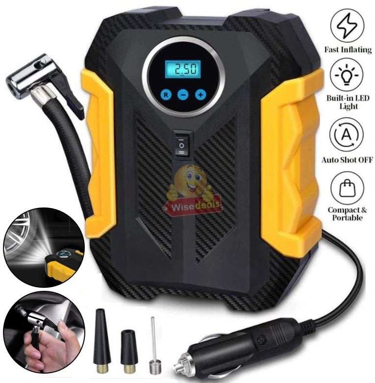 LCD Display Air Pump with 3 Nozzles, Just Press to Inflate, Save, Easy and Fast