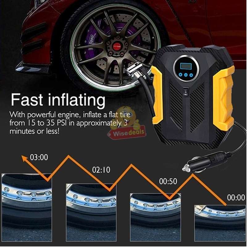 LCD Display Air Pump with 3 Nozzles, Just Press to Inflate, Save, Easy and Fast