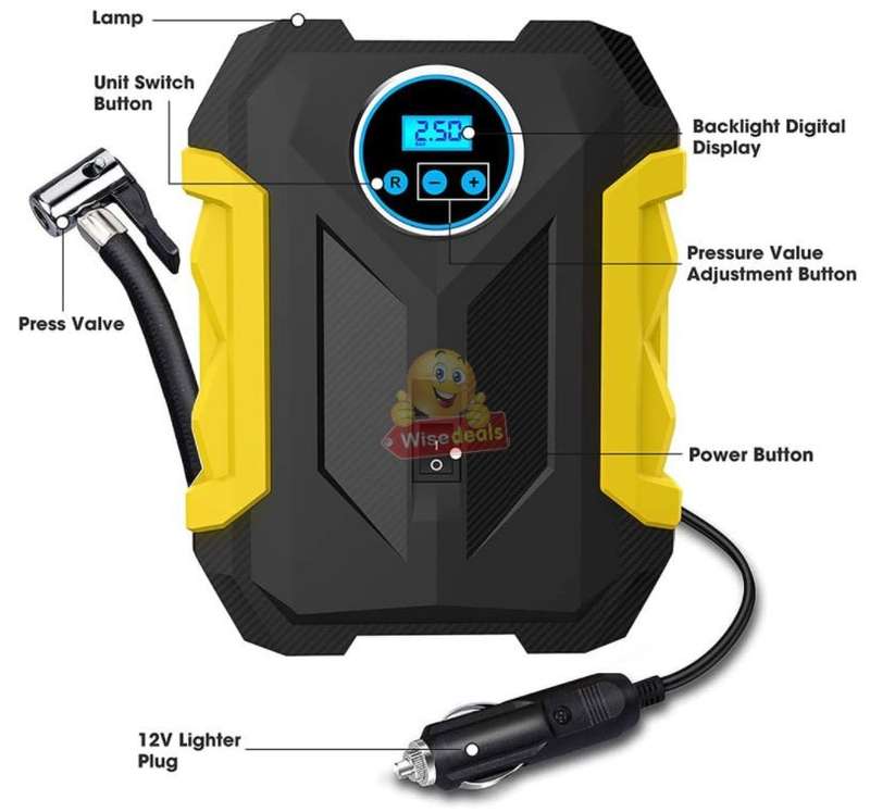 LCD Display Air Pump with 3 Nozzles, Just Press to Inflate, Save, Easy and Fast