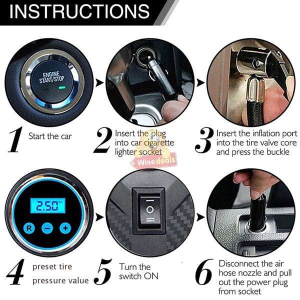 LCD Display Air Pump with 3 Nozzles, Just Press to Inflate, Save, Easy and Fast