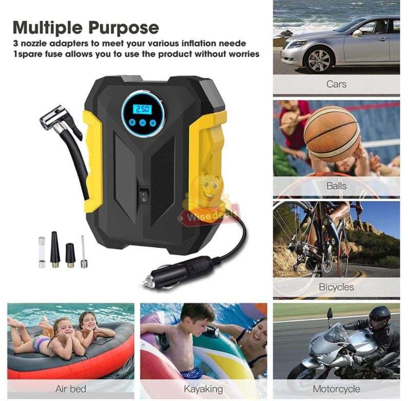 LCD Display Air Pump with 3 Nozzles, Just Press to Inflate, Save, Easy and Fast