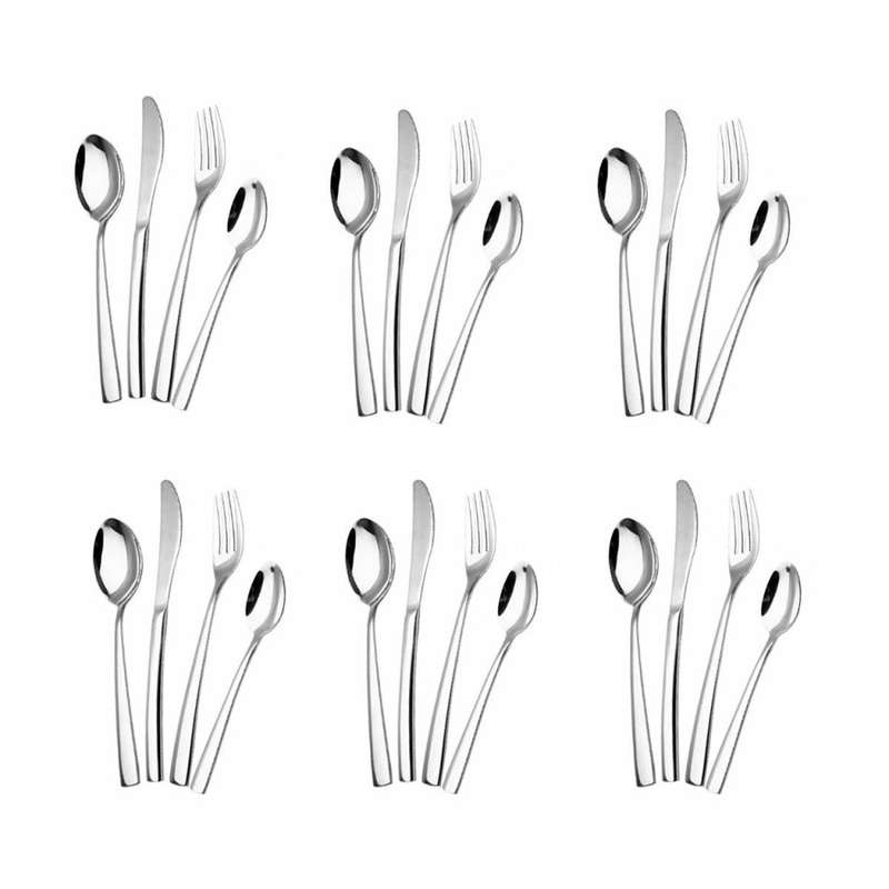 24 Piece Stainless Steel Cutlery Set in Wooden Case