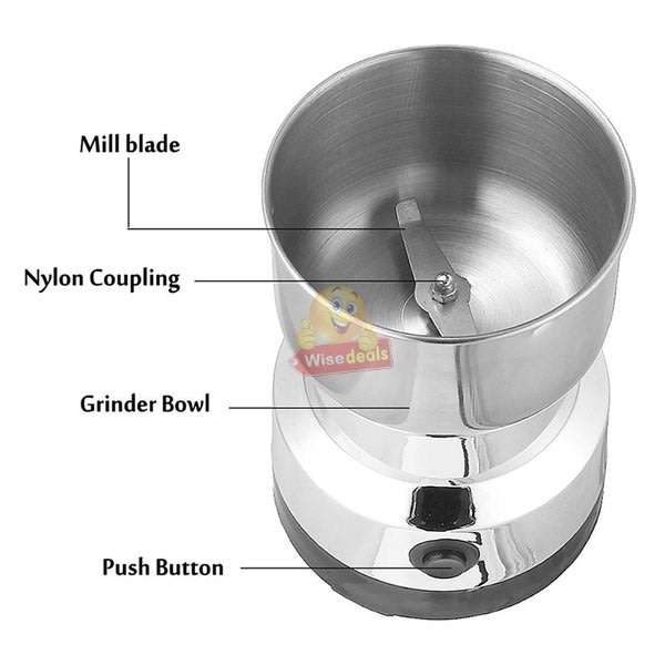 150W Electric Stainless-Steel Coffee and Spice Grinder