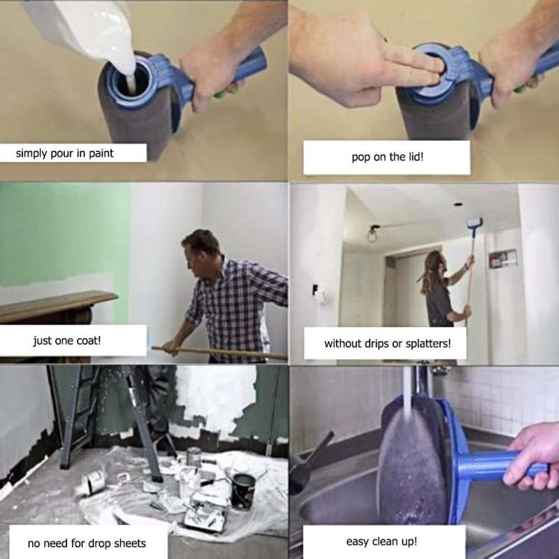 6 Piece Refill Paint Roller Set - No Drips, No Spills, No Mess