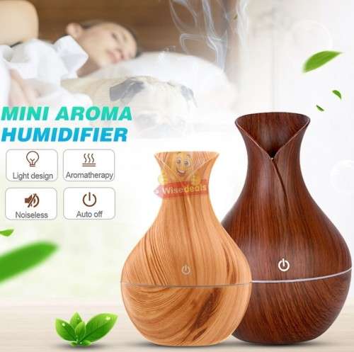 Wood Grain Aroma Humidifier with 7 LED Colour Lights