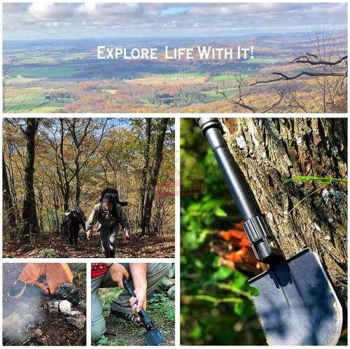 All in One Portable, Practical and Multi-functional Folding Shovel in a Convenient Carry Bag