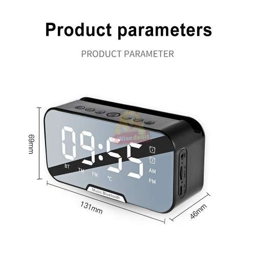 Portable Bluetooth Boombox Speaker and Alarm Clock - Support FM Radio, USB, TF Card, Aux