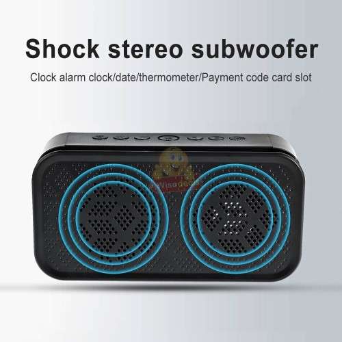 Portable Bluetooth Boombox Speaker and Alarm Clock - Support FM Radio, USB, TF Card, Aux