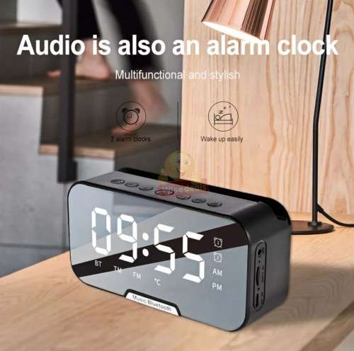 Portable Bluetooth Boombox Speaker and Alarm Clock - Support FM Radio, USB, TF Card, Aux