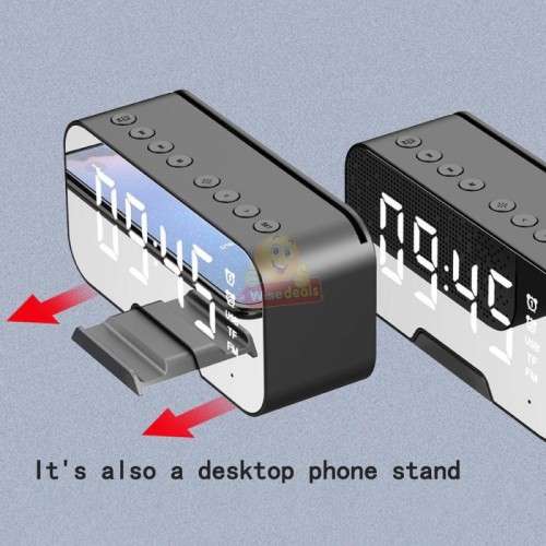 Portable Bluetooth Boombox Speaker and Alarm Clock - Support FM Radio, USB, TF Card, Aux