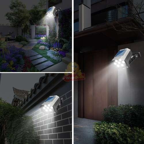Solar Security Motion Sensor Flood Light with Remote Control, 3 Setting Modes, Waterproof etc.