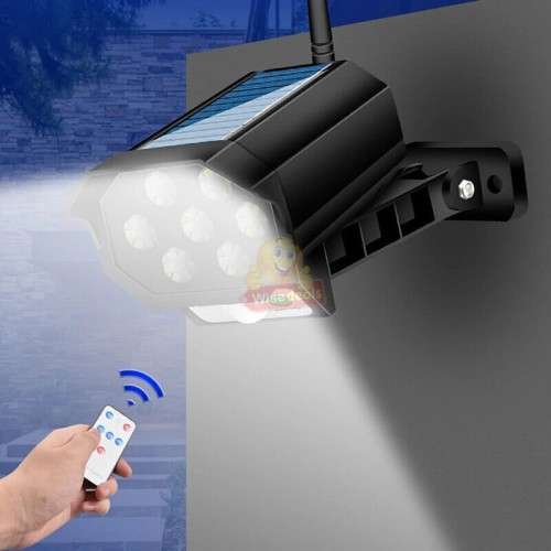 Solar Security Motion Sensor Flood Light with Remote Control, 3 Setting Modes, Waterproof etc.
