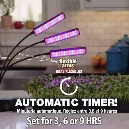 UV Grow Light Kit, 3 Colour Modes, Automatic Timer, 3 Flexible Lights etc