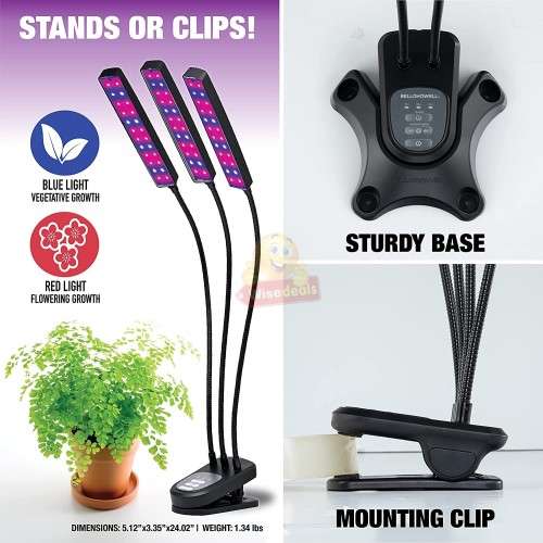 UV Grow Light Kit, 3 Colour Modes, Automatic Timer, 3 Flexible Lights etc