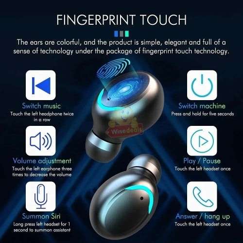 TWS Wireless Earbuds, Bluetooth 5.0, HiFi Stereo, Touch Control, Built-in HD Mic With Charging Case