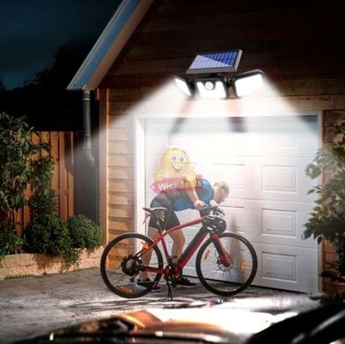 30W Rotatable Three Head Solar Flood Light - 3 Light Modes