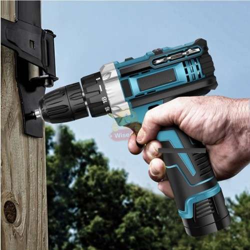 18V Cordless Rechargeable Drill Set with Accessories and 2 Lithium Batteries