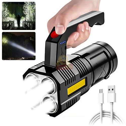 Rechargeable Handheld USB COB Flashlight Spotlight, 5000 Lumens