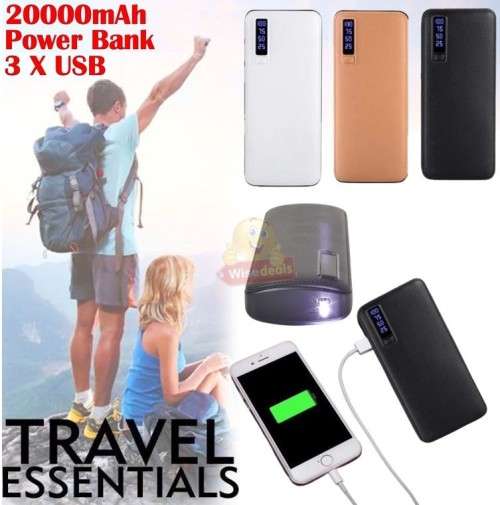 3-USB Portable Mobile Power Bank 20 000mAh - STARTS AT R1 ONLY
