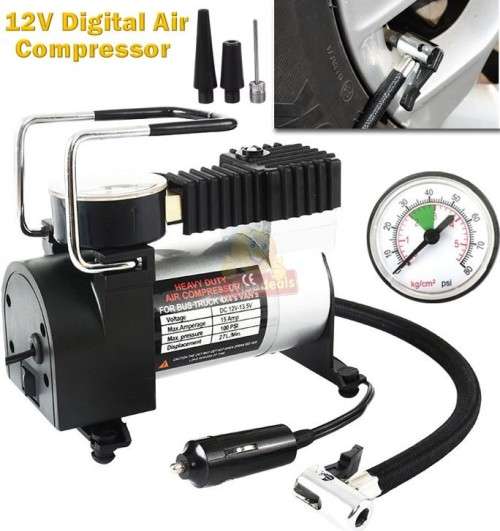 12V 120W Digital Air Compressor with Nozzles