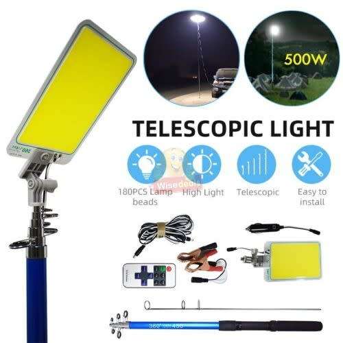 12V Telescopic 4.5m Fishing Rod LED Light, Waterproof, 4600 Lumens etc. - STARTS AT R1 ONLY