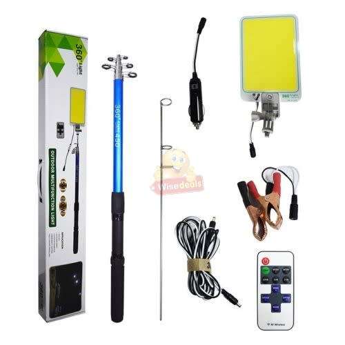 12V Telescopic 4.5m Fishing Rod LED Light, Waterproof, 4600 Lumens etc. - STARTS AT R1 ONLY